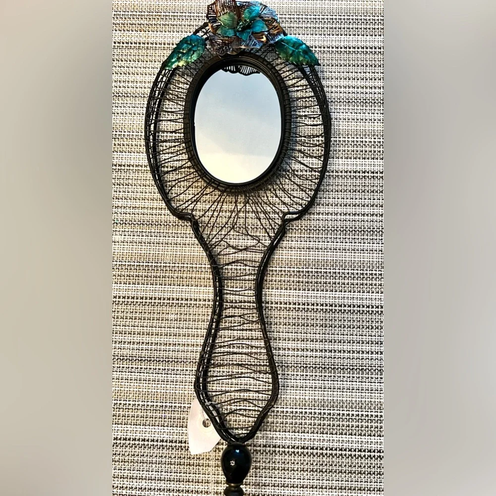 Home decor Wall Mirror w/Hook. Black wire. 6